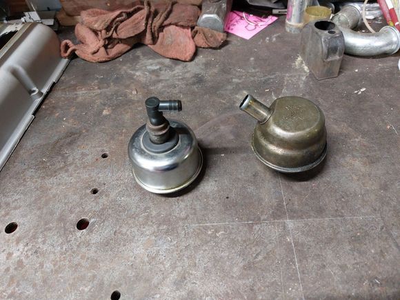 Chrysler style can baffles available at parts stores of some vendors. These cans are filled with a metal wool to separate the liquid from the vapors.