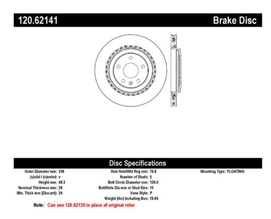 Centric 1 piece rear rotor
