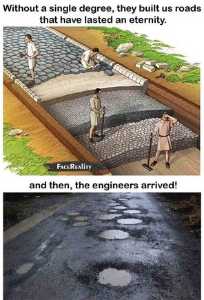 Well, the Romans didn’t have  high volumes of 40,000 pound trucks with 20,000 pound axle loads running on their roads - just pedestrians, horses, and chariots.