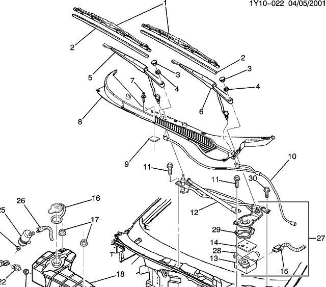 c5 corvette windshield wiper cowl spray hose elbow