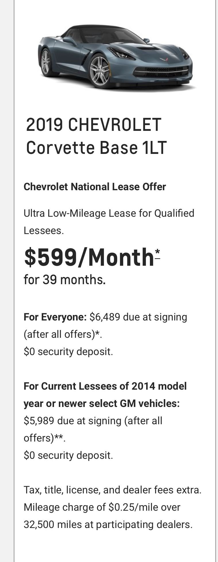 Lease pricing suggestions CorvetteForum Chevrolet Corvette Forum