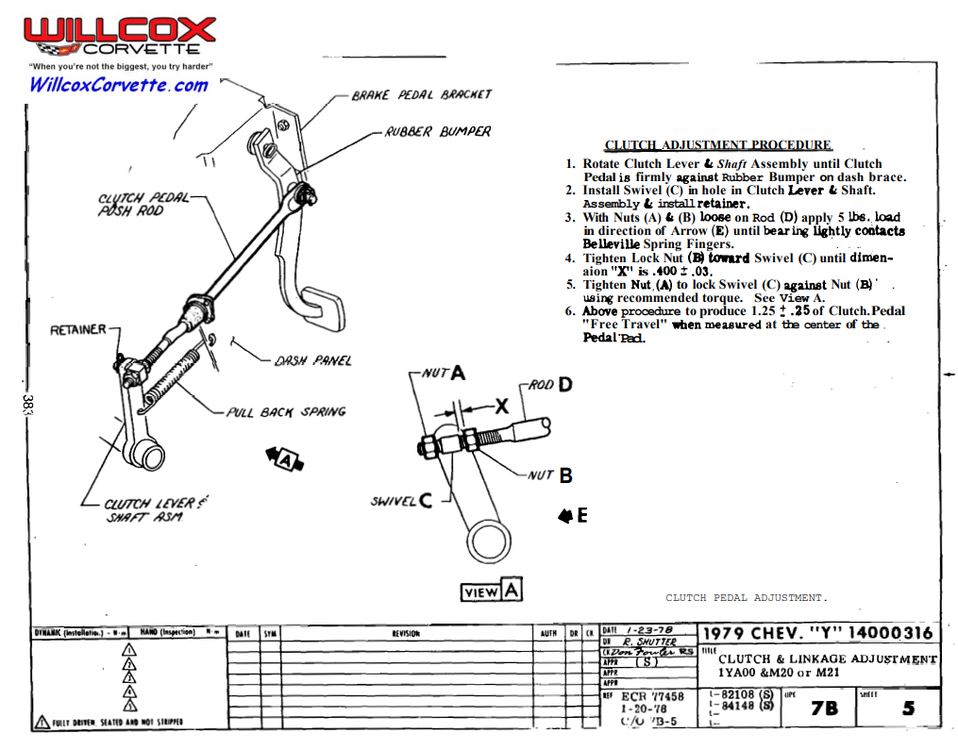 M20 Hard shifting Clutch rod adjustment CorvetteForum Chevrolet