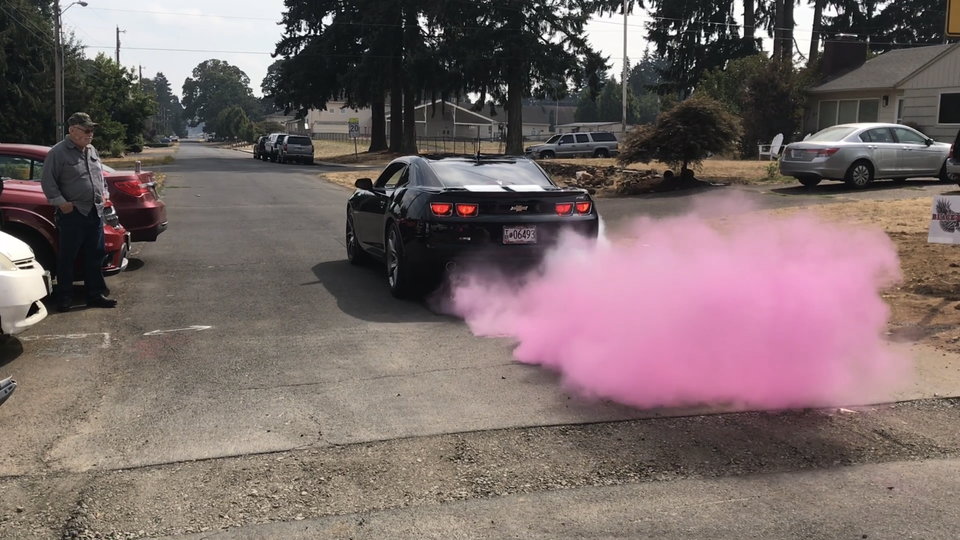 Gender reveal burnout for $20 with powdered chalk - Camaro5 Chevy Camaro  Forum / Camaro ZL1, SS and V6 Forums 
