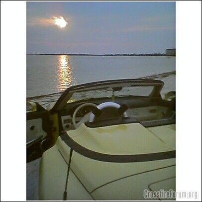 windscreen from behind drivers side with sunset