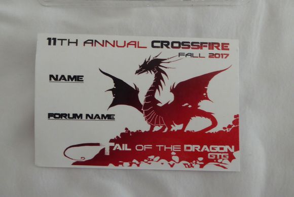 name badge from 2017 Tail Of the Dragon crossfire meet, if you lost yours and want one ,No name is on it 