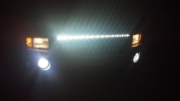 All the front lights on.