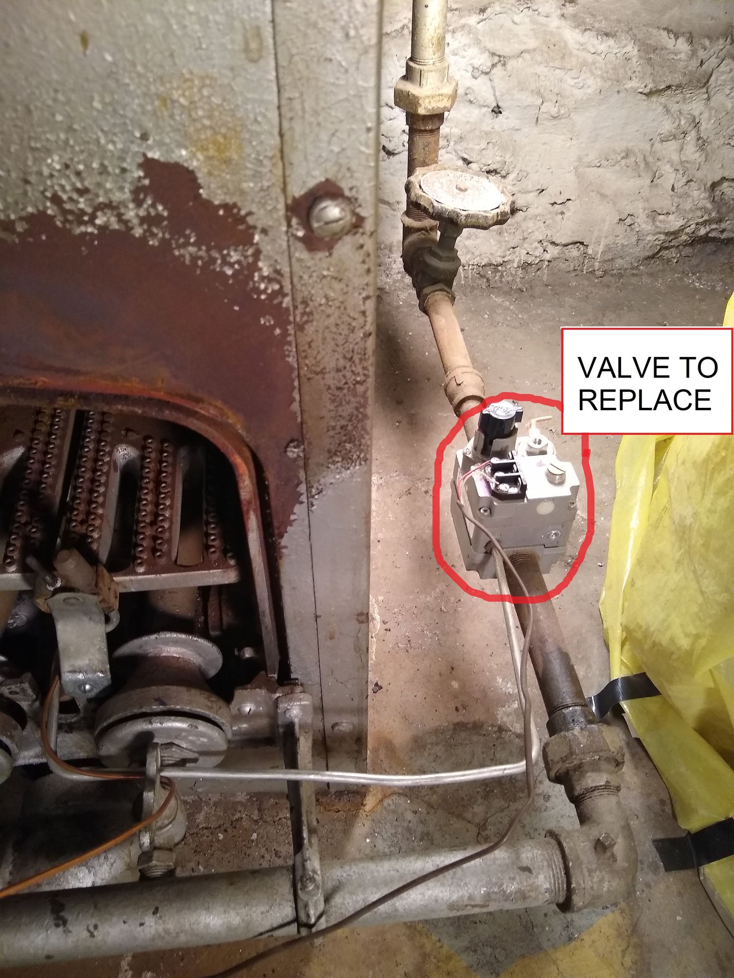 Replacing faulty valve on old gas furnace Community