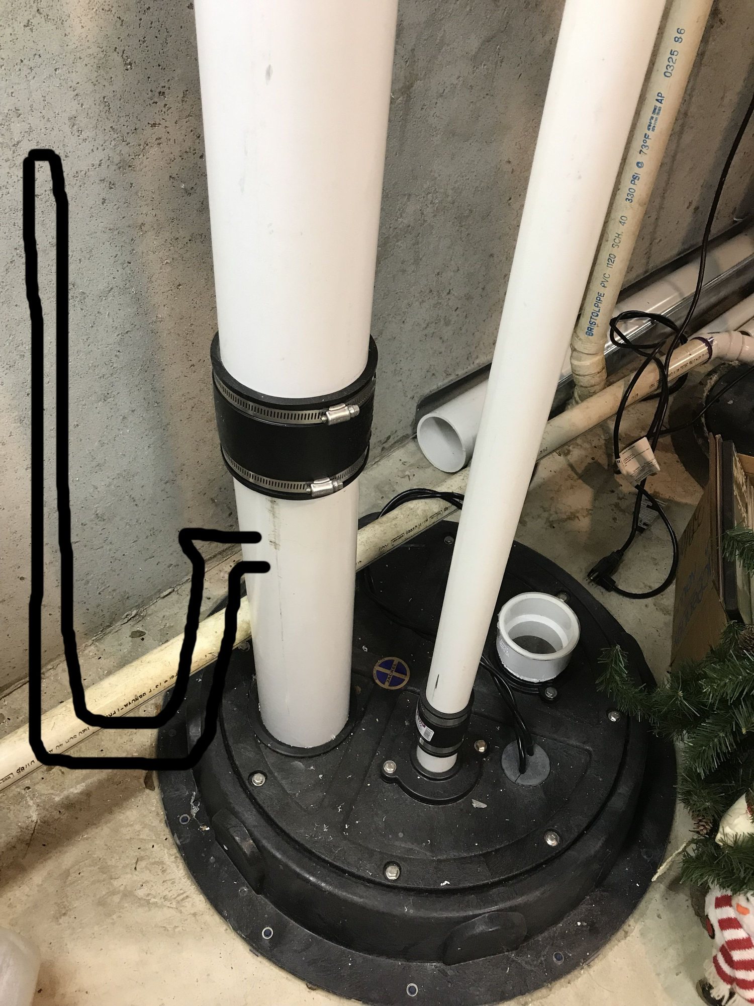 Using Radon exhaust pipe to drain water softener