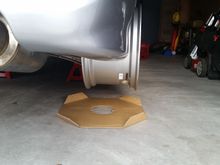 Suspension is fully flexed out without coil overs on car thus wheel sticking out this much.