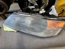 Top layer of headlight removed after wet sanding