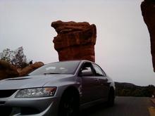 Evo VIII balancing rock