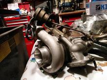 Evo 9 turbo with sandblasted exhaust housing