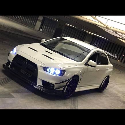 spiral garage at night