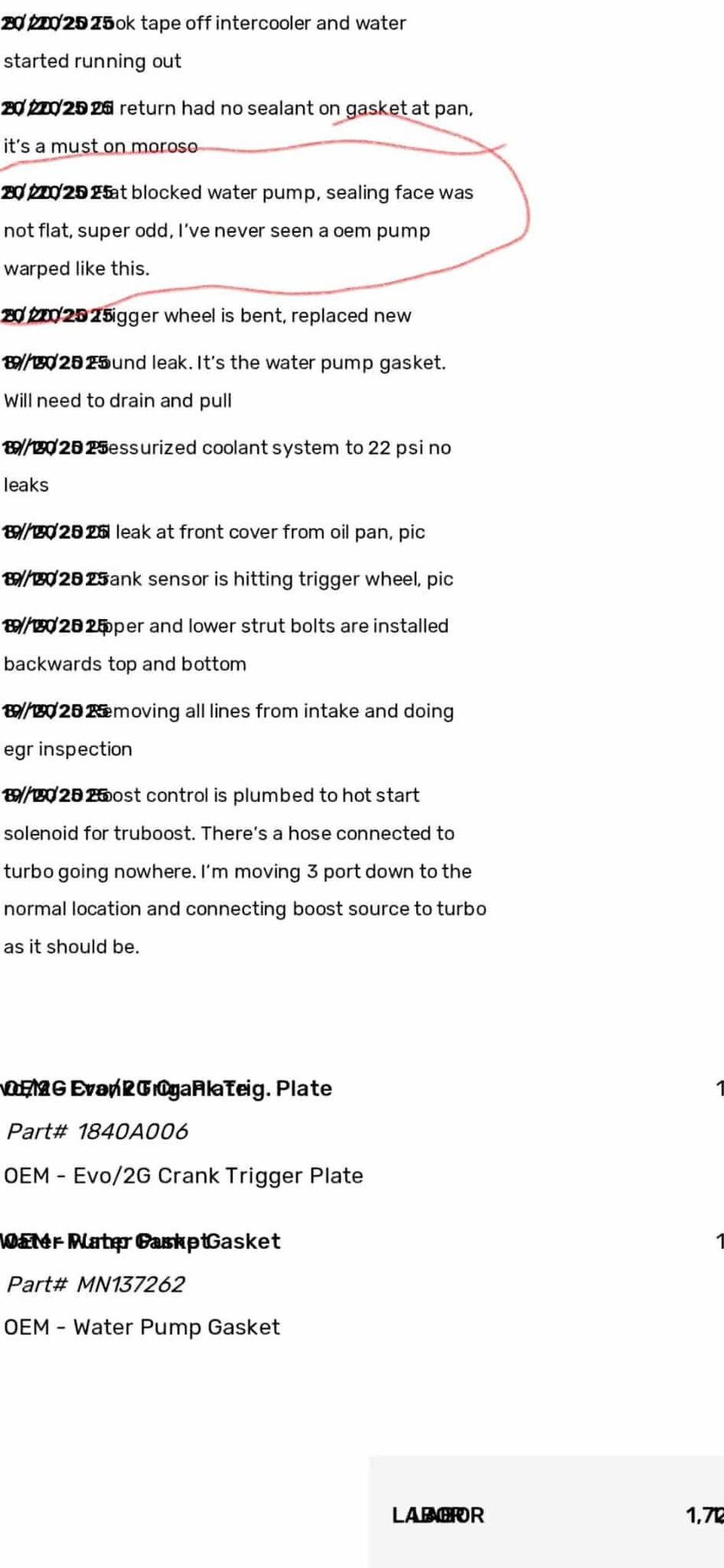 After engine installation took to local tuning shop and had em do a once over once they added fluids and would you look at that. Problems which they didnt do anything about