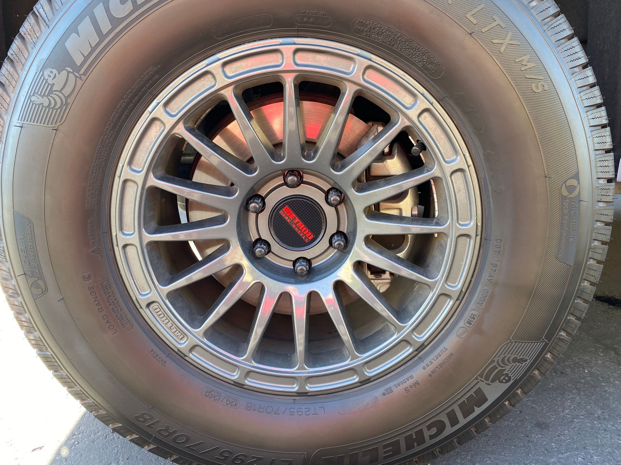 For sale 18” method 314 on 295/70R18 Michelin Defender LTX Ford F150