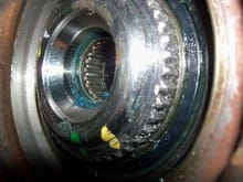 make sure you clean this area very well before you install the new IWE. and there is a black rubber seal right above the teeth, make sure you do not damage this seal when re-installing the CV shaft