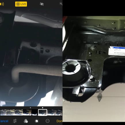 The Photo in left is from the Limited I took on the Dealership Lot. Maybe you can help with this, in that picture it looks as if the support bracket slips in behind whereas yours is installed over the front, and the distance from the hanger is now greater on your install. Was installing the way you have it the only possibility way?  Any help or information would be helpful 