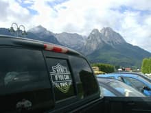 &quot;hemi this if you can&quot; sticker with the zugspitze peak in the background