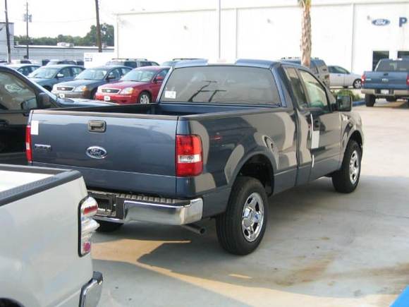 Rear view of Blue at the dealer lot.