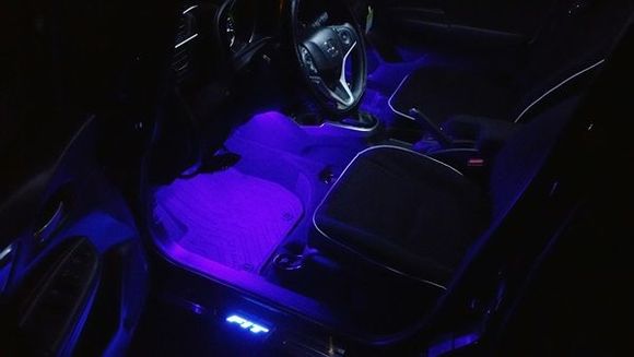 Overall picture of the door sill and foot well lighting.