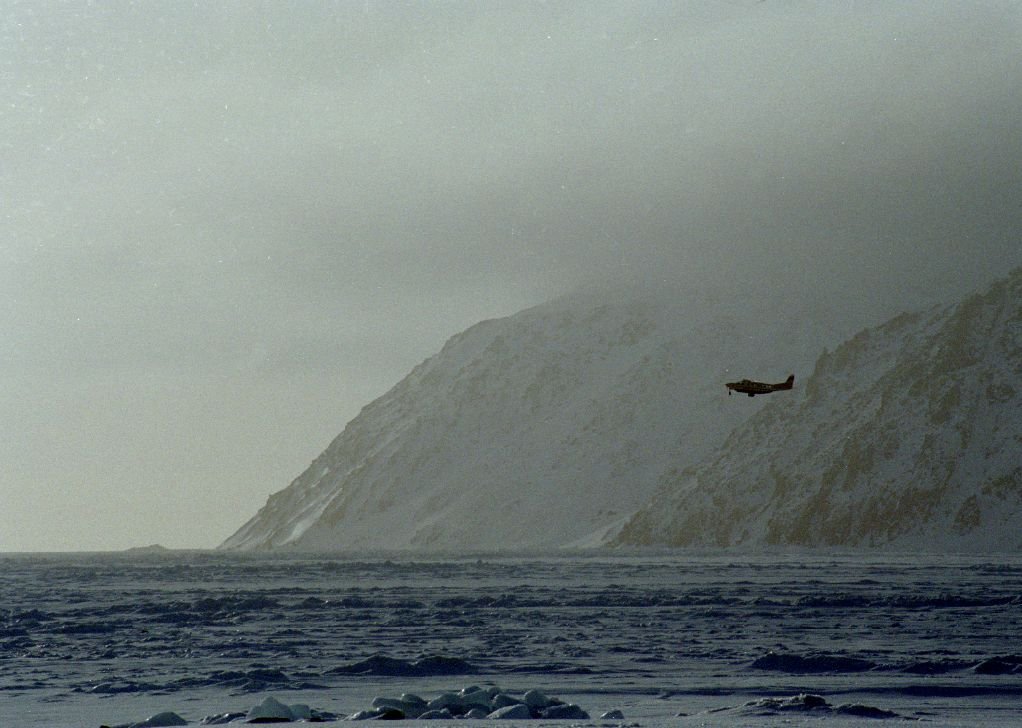 Diomede, Alaska---for the most part service is now only by post office chartered helicopter due to the sea ice not being suitable anymore for sea ice runway construction