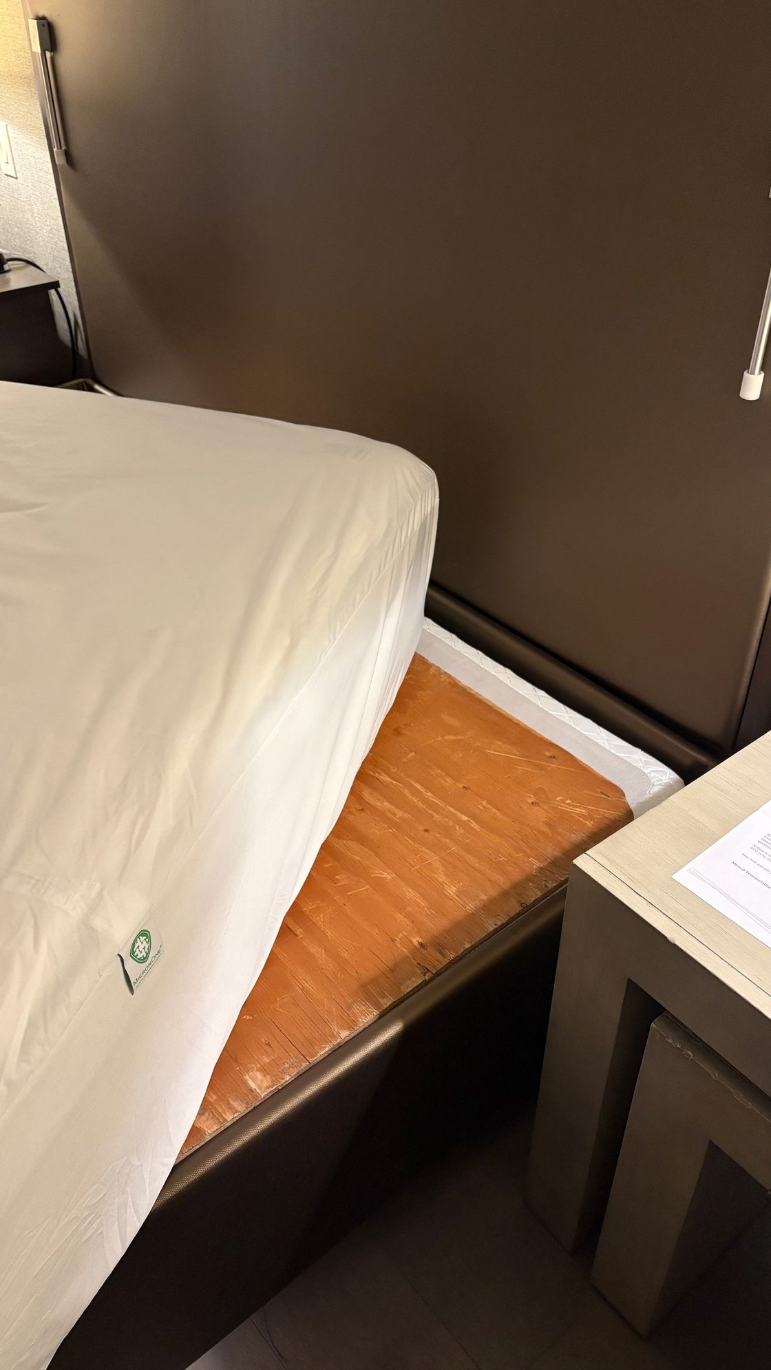 Plywood under the mattress.