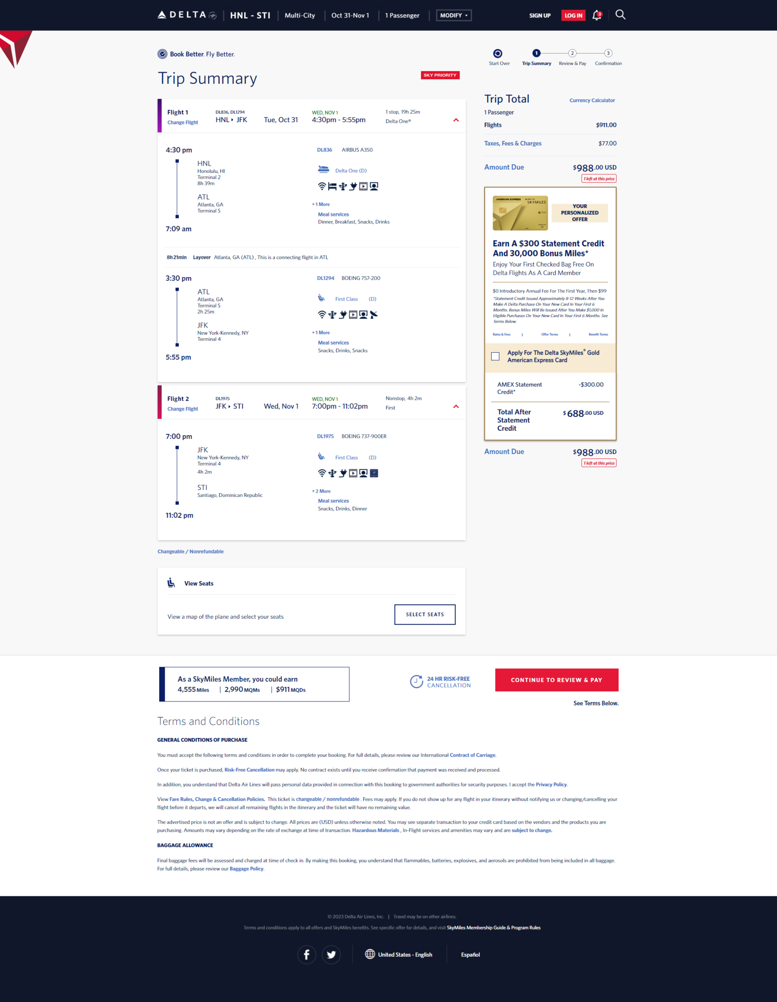 DL - HNL-STI - $1329 r/t - Business - FlyerTalk Forums