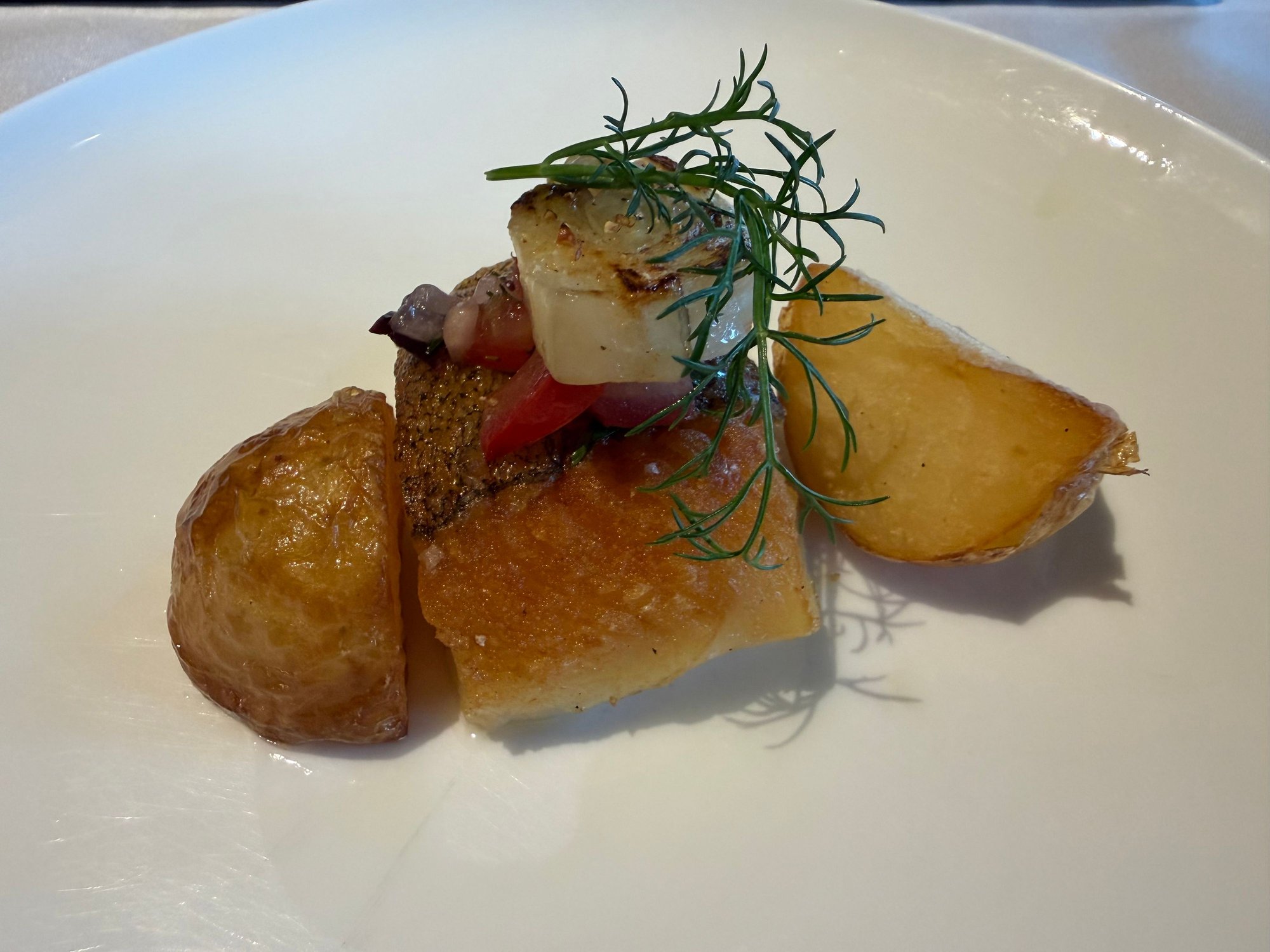 Pan Fried Halibut. Excellent texture. Not enough flavor.