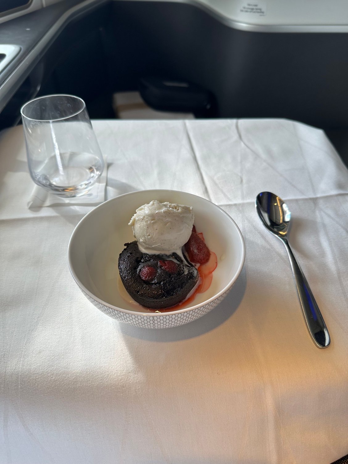 The chocolate pudding was better for the scoop of ice cream. 