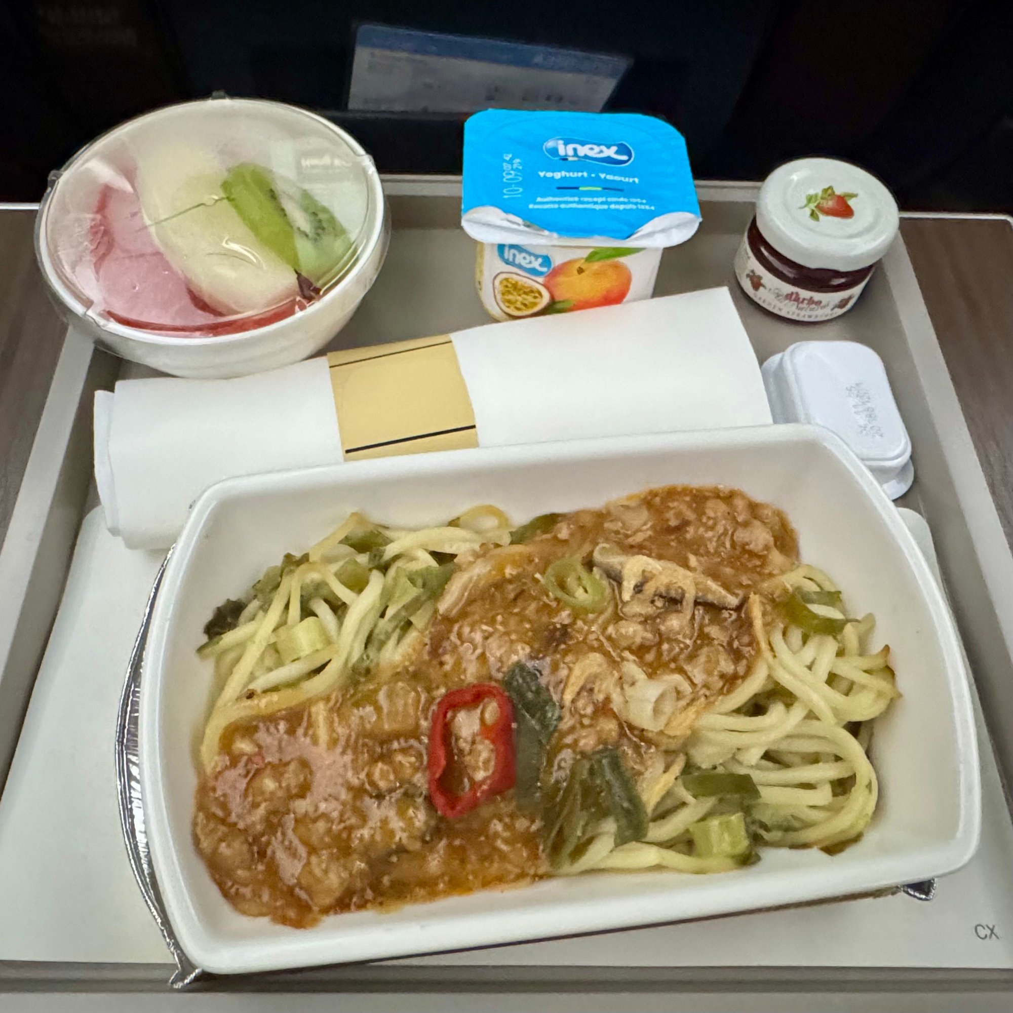 Stir fried noodle with minced pork and Sakura shrimp 