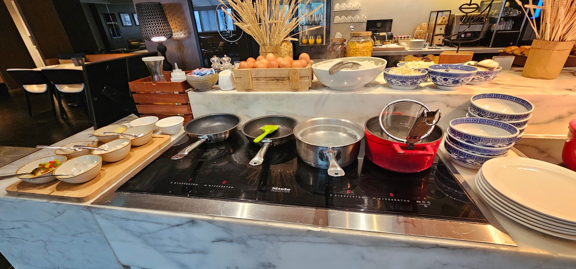 Egg station.  Chef on hand to prepare to your liking.