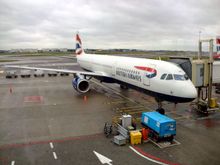 G-EUXL at the gate in AMS