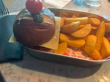 Burger and chips