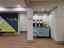 For example, coffee and tea are available all day in the lobby (so not in the room, it didn't even have cups) and you could use the microwave in the store.
