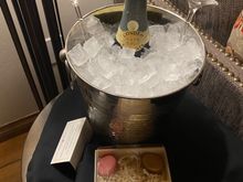 Welcome amenity: cava and cookies 