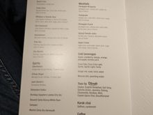 Menus onboard QR Business class DOH-SYD