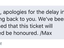 Ticket honored confirmed 