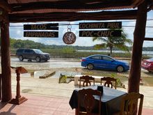 View from the table of the flooded Coba highway