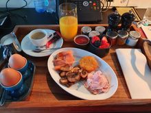 Good quality and prompt-to-the-minute room service breakfast. 