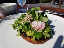 Avocado toast - great blend of textures, except there were raw onions in the smashed avocados... like guac, which seemed strange for breakfast.  I asked for a redo without the onion and it was much better. 