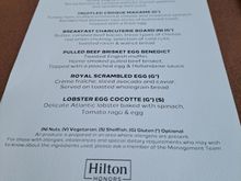 The diamond breakfast menu