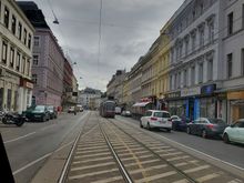 View from the back of the tram