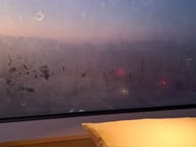 Condensation on the window ( first day). Other days had no condensation 