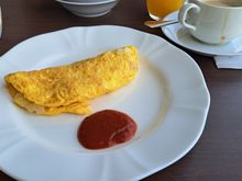 The made to order omelet. Breakfast was very good . By the table there was a card with your table number which you took to the chef and then the omelet was brought to you). Breakfast was quiet and very nice city views from the 20th floor