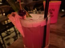 Seabird..pineapple vodka, 109 rum, pineapple compari, strawberry,  lime 