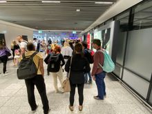 Passport control snaked around. 