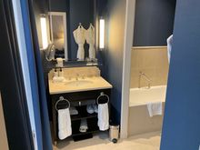The bathroom had its own window/balcony that could be opened for fresh air