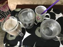 Iced latte , iced coconut water , iced water , iced .. 