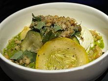 Burrata - zucchini, pine nuts, it wasn’t creamy so it should be relabeled as mozzarella.  Pesto was a great compliment to the mozzarella.