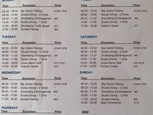 Weekly activity schedule 